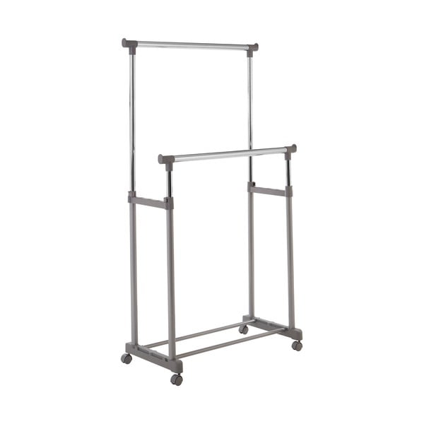 Suport pentru haine argintiu telescopic/cu roți din metal – Premier Housewares-image-2