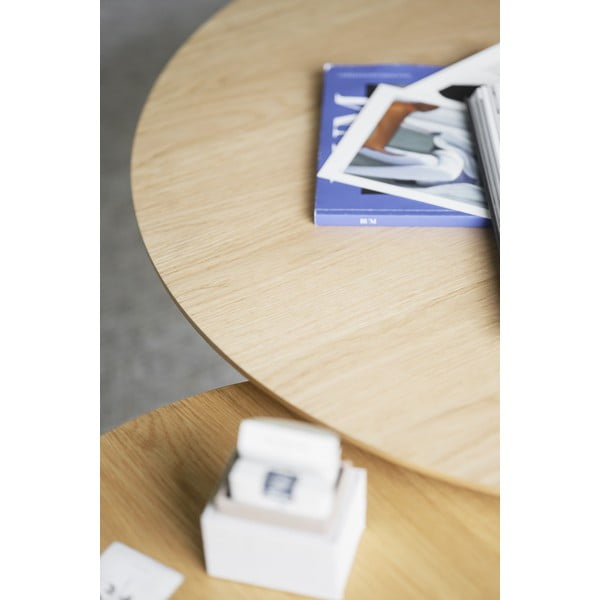 Măsuță de cafea natural  rotundă cu aspect de lemn de stejar 60x60 cm Hobart – Rowico-image-3