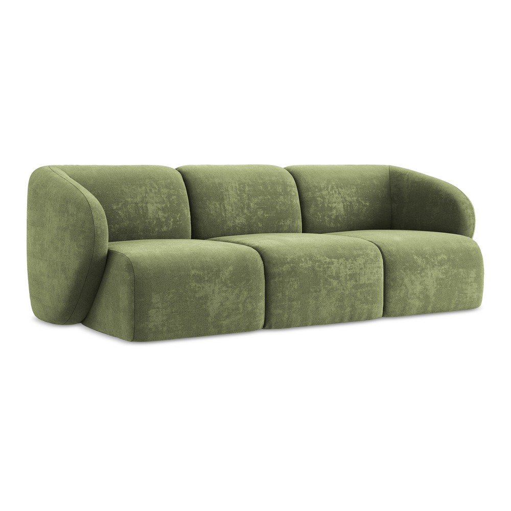 Canapea verde cu tapițerie din chenille 244 cm Lani – Makamii