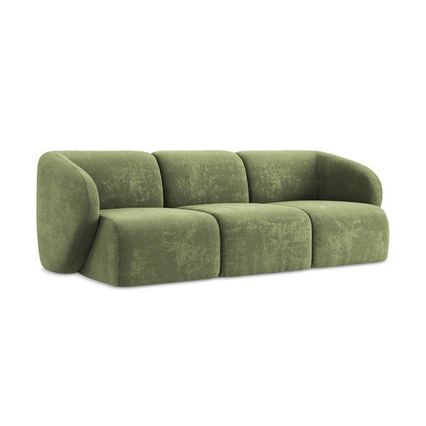 Canapea verde cu tapițerie din chenille 244 cm Lani – Makamii-image-1
