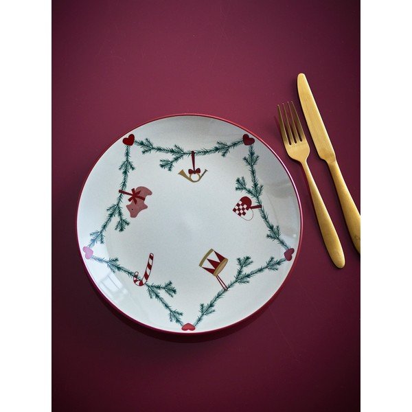 Farfurie crem din gresie ø 25,5 cm  cu model de Crăciun Yule – Bloomingville-image-2