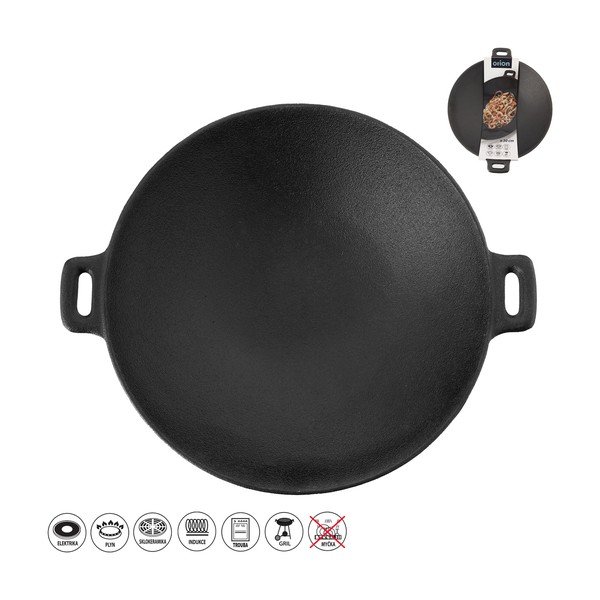 Tigaie tip wok din fontă ø 30 cm Litina – Orion-image-4