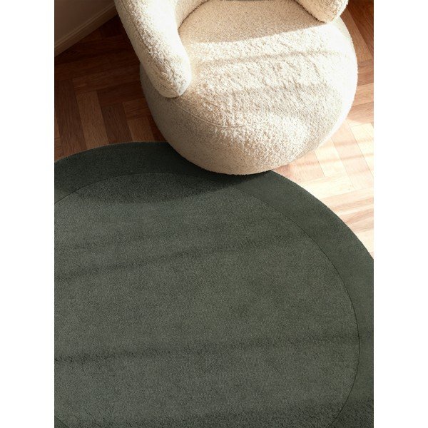 Covor verde închis țesut manual rotund din amestesc de lână ø 150 cm Kivi – Villeroy&Boch-image-2