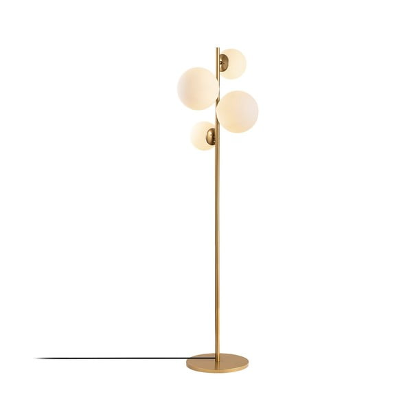 Lampadar alb/alămiu cu abajur din sticlă (înălțime 162 cm) Fazli – Opviq lights-image-2