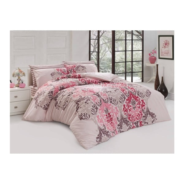  Lenjerie de pat cu cearșaf din bumbac Blossom, 200 x 220 cm