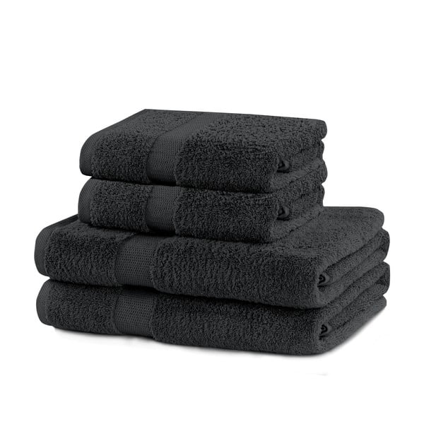 Prosoape de baie gri-închis 4 buc. din bumbac din frotir Marina – Restilo