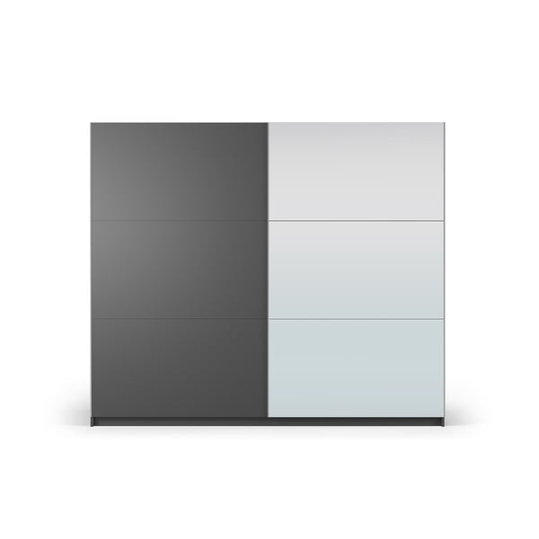 Dulap gri închis cu oglindă și uși glisante 250x215 cm Lisburn - Cosmopolitan Design