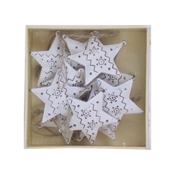 Set 10 decorațiuni metalice pentru Crăciun în formă de stea Ego Dekor Christmas Box, alb