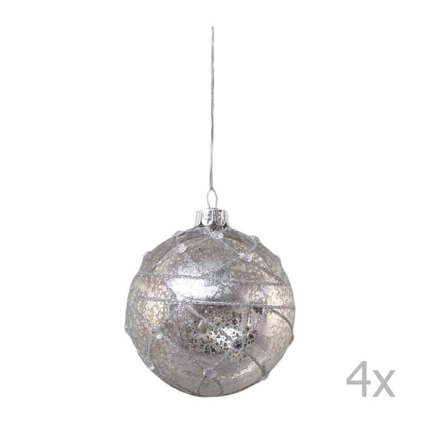 Set 4 globuri Crăciun decorate Ego Dekor, lățime 8 cm	