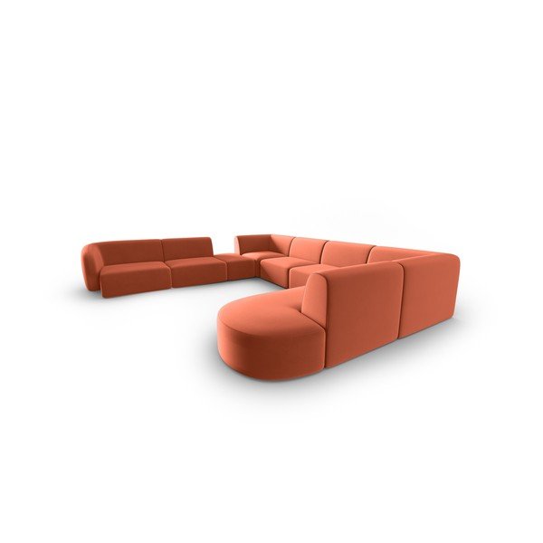 Colțar roz cu tapițerie din catifea (cu colț pe partea stângă, în formă de "U") Paolo – Milo Casa-image-2