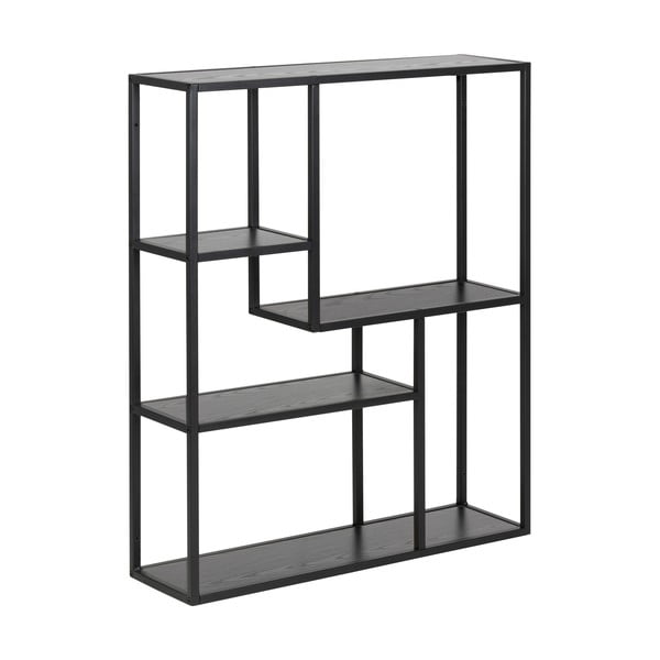 Bibliotecă de perete neagră cu aspect de lemn de frasin 75x91 cm Seaford – Actona-image-2