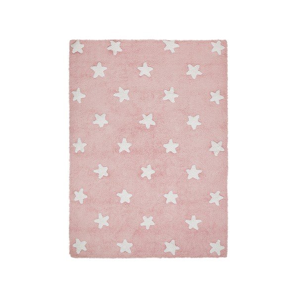 Covor pentru copii roz lavabil/țesut manual din bumbac 120x160 cm Stars – Lorena Canals