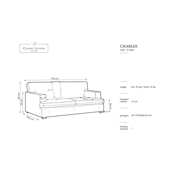 Canapea Windsor & Co Sofas Charles, gri, 170 cm-image-3
