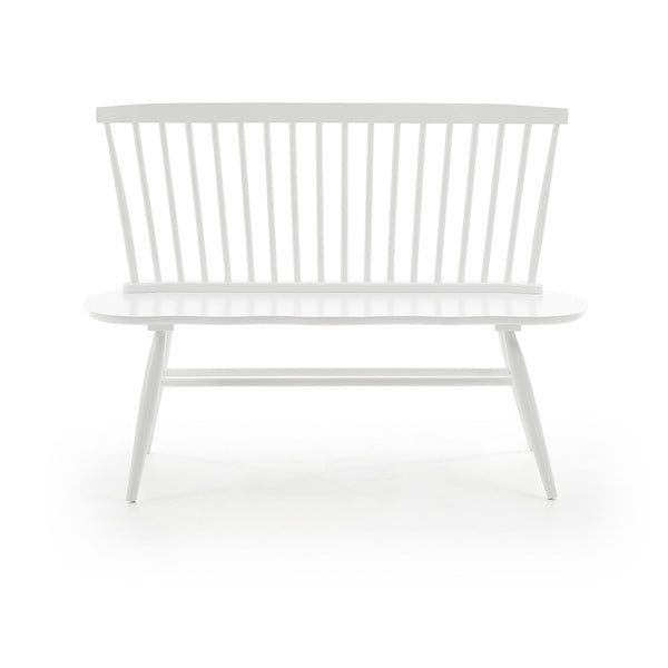 Bancă pentru șezut din lemn de cauciuc Kave Home Slover, 120 x 53 cm, alb-image-2