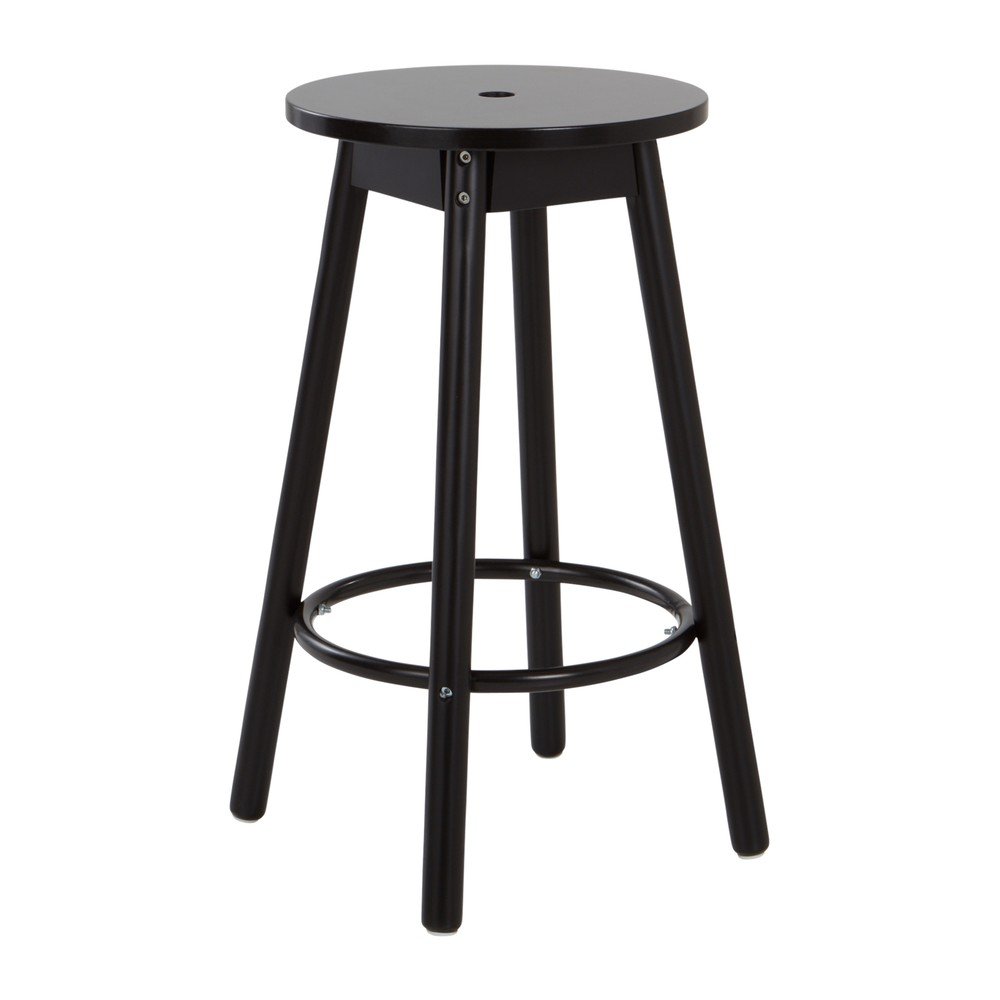 Scaun de bar negru din lemn de pin (înălțime șezut 65 cm) Kinna – Jotex