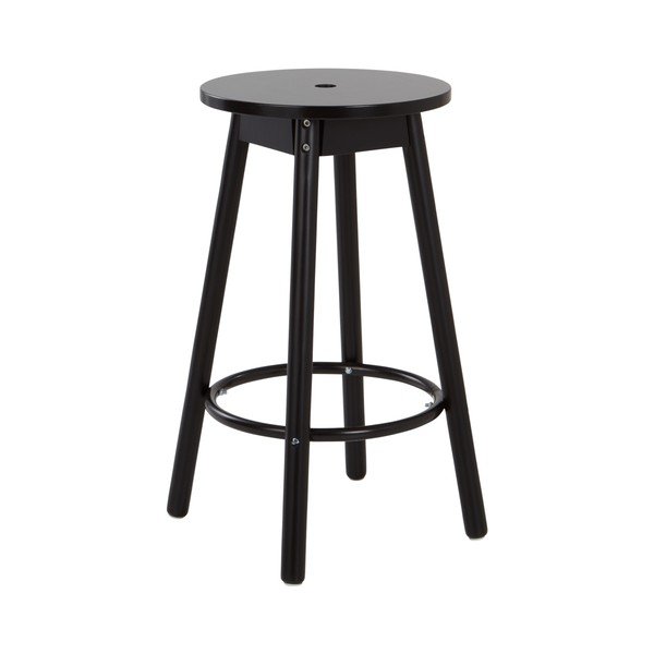 Scaun de bar negru din lemn de pin (înălțime șezut 65 cm) Kinna – Jotex