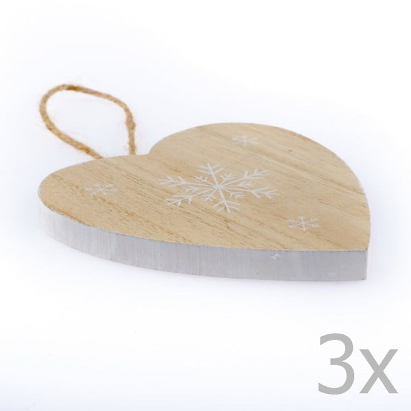 Set 3 decorațiuni în formă de inimă Dakls Snowflake, înălțime 11 cm