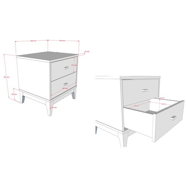 Noptieră în culoare naturală închisă cu aspect de lemn de nuc Ilyas – Vipack-image-2