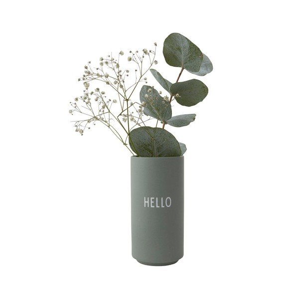 Vază din porțelan Design Letters Hello, înălțime 11 cm, verde vsalvie-image-2
