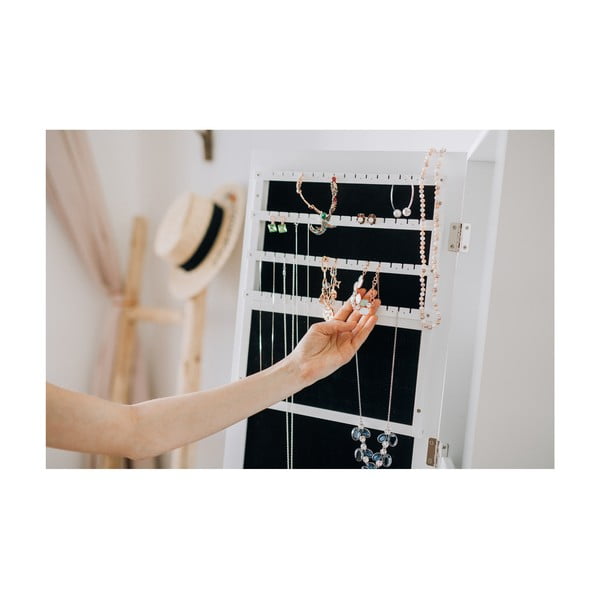 Dulăpior pentru bijuterii cu oglindă și LED Bonami Essentials Bien, alb-image-4