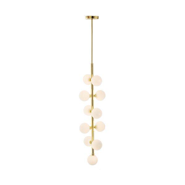 Lustră albă/aurie din metal cu abajur din sticlă ø 27 cm Trieste – Premier Housewares-image-4