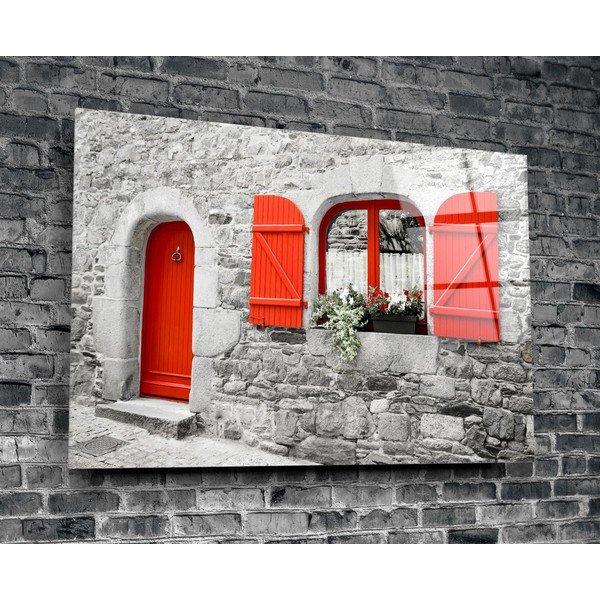 Tablou din sticlă Insigne Red Door and Window-image-3