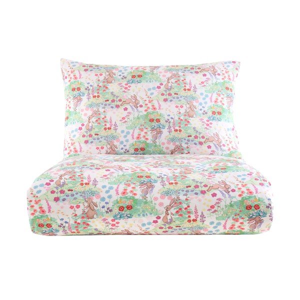 Lenjerie de pat pentru copii din bumbac pentru pat dublu cu 3 piese 200x200 cm Meadow Bunnies – Belle & Boo