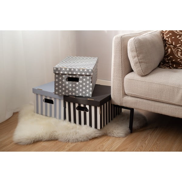 Cutii de depozitare din carton cu capac 2 buc. Stripes – Compactor-image-2
