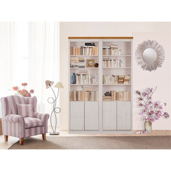 Bibliotecă albă din lemn de pin 148x223 cm Anita – Støraa-image-3