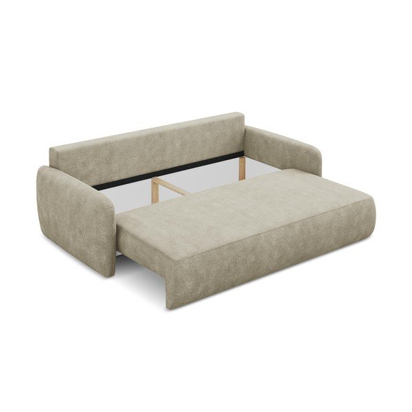 Canapea bej extensibilă/cu spațiu de depozitare cu tapițerie din chenille 218 cm Lilo – Makamii-image-3