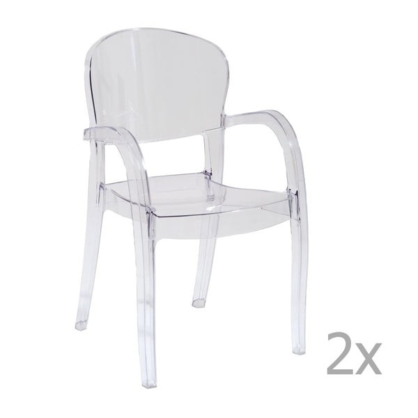 Set de 2 scaune cu mânere Castagnetti Penelope, transparent