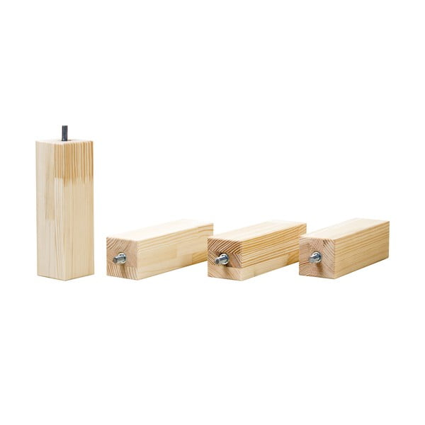 Set 4 picioare înălțătoare din lemn de molid natural pentru patul Benlemi, înălțime 20 cm