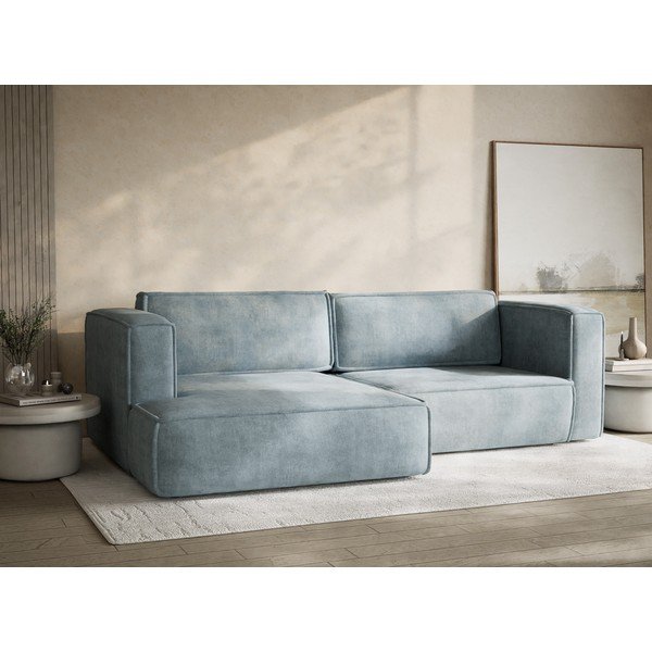 Colțar albastru deschis extensibil/cu spațiu de depozitare cu tapițerie din chenille (cu colț pe partea stângă/cu șezlong) Velto – Maison de Rêve-image-4