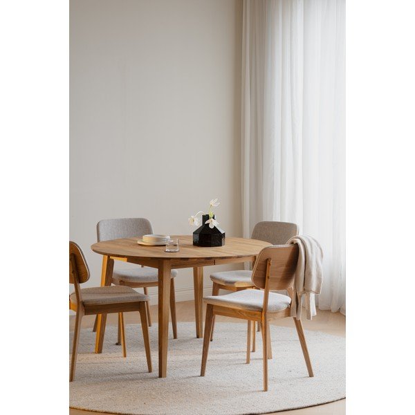 Scaun de dining crem/în culoare naturală din lemn de stejar Barrett – Rowico-image-1