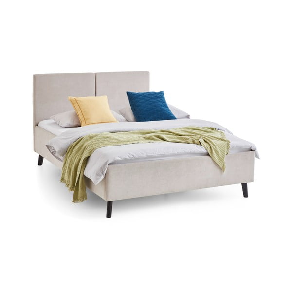 Pat matrimonial bej tapițat cu somieră 140x200 cm Piano – Meise Möbel-image-3