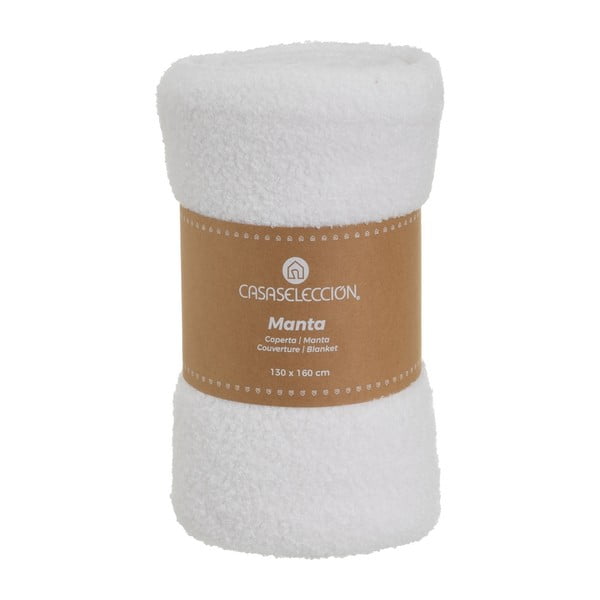 Pătură albă din sherpa 130x160 cm Sherpa Bouclé – Casa Selección-image-4