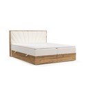 Pat boxspring crem/în culoare naturală cu spațiu de depozitare 160x200 cm Asahi – Maison de Rêve