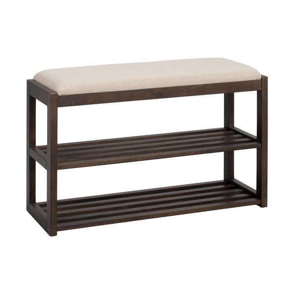 Pantofar în culoare naturală închisă cu bancă din lemn de stejar 80x52x30 cm Confetti – Rowico