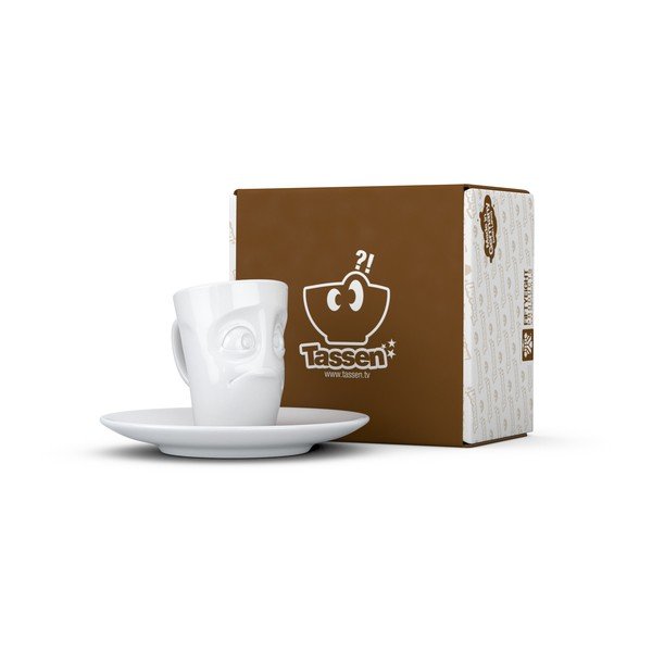 Ceașcă din porțelan cu farfurie pentru espresso, dezamăgit, 58products, alb-image-3