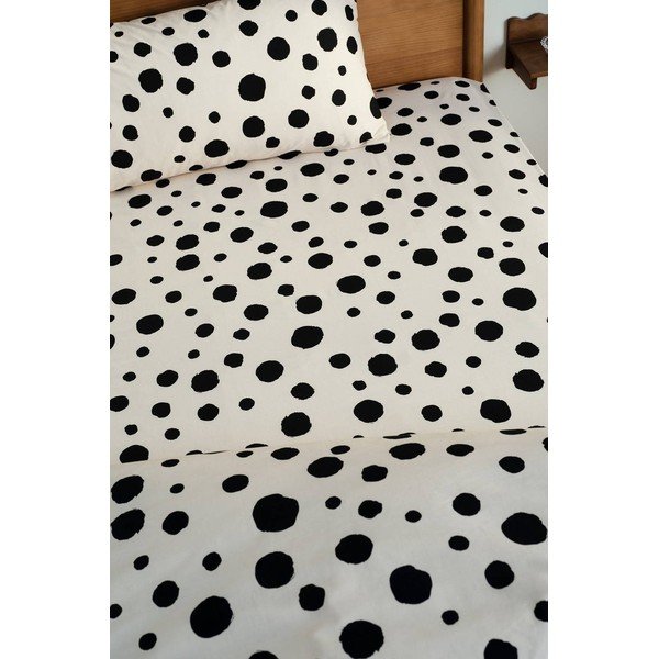 Cearceaf negru/bej din bumbac cu elastic 90x200 cm Rigmor – Jotex-image-1