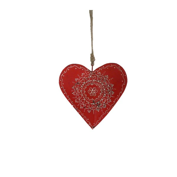 Decorațiune suspendată din lemn în formă de inimă Antic Line Red Warm