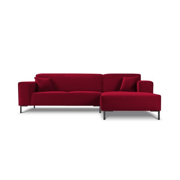 Colțar din catifea cu extensie pe partea dreaptă Cosmopolitan Design Siena, roșu-image-3