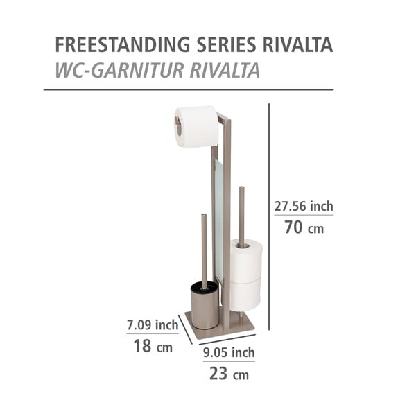 Suport pentru perie WC și hârtie igienică Wenko Rivalta, bej-image-4