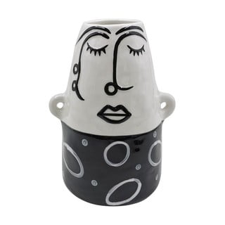 Vază din porțelan Mauro Ferretti Thinking Face, negru - alb