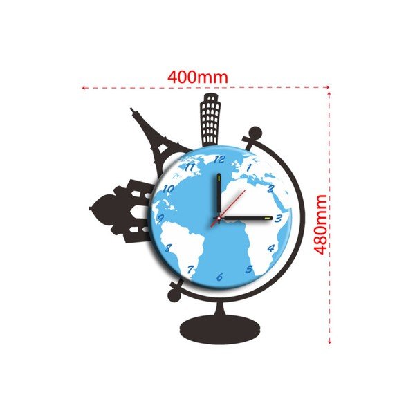Ceas de perete autocolant Mauro Ferretti World, 40 x 48 cm-image-2