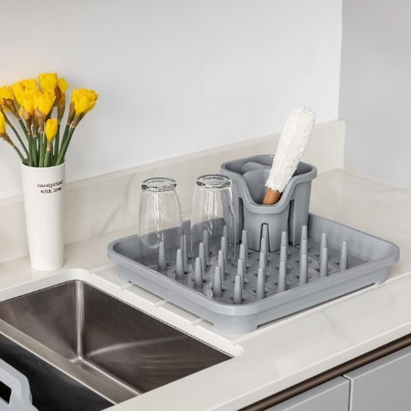 Scurgător de vase gri din plastic 38x33,5 cm Eco Range – Addis-image-1