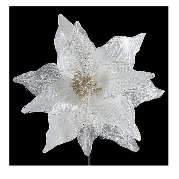 Decorațiune din plastic în formă de floare pentru Crăciun DecoKing Lace, alb