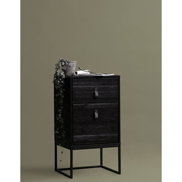 Noptieră cu ușă și sertar WOOOD Zola, negru-image-1