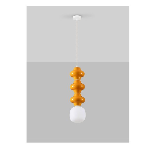 Lustră albă/portocalie din ceramică cu abajur din sticlă ø 18 cm Clio – Nova Luce-image-2