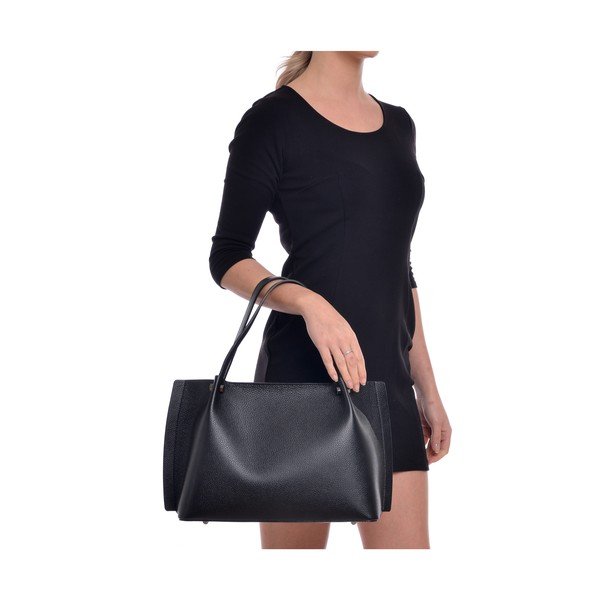 Geantă din piele Luisa Vannini, negru-image-3